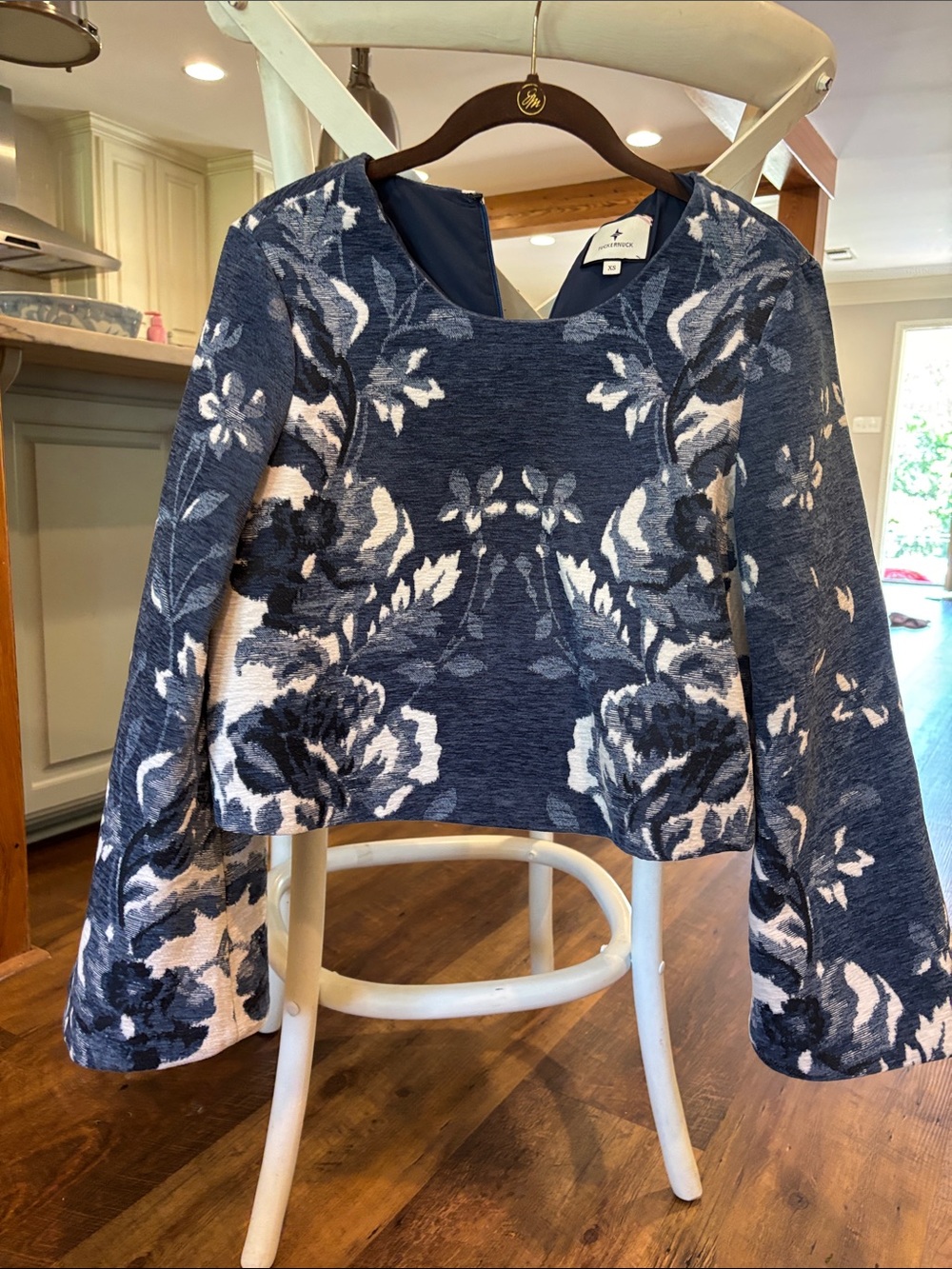 Tuckernuck Navy and White Floral Long-Sleeve Top